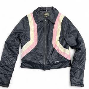 Vintage Guess Jeans Black & Pink Bomber Jacket, Women's Large
